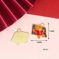 Gingerbread man pendant with red enamel, golden metal finish, front and back view - 5 Gingerbread Man