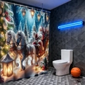 Christmas shower curtain featuring Santa Claus and reindeer sleigh in a snowy winter forest - 90*180cm / Santa in Sleigh