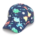 Kids baseball cap in navy blue featuring colorful cartoon dinosaur prints for boys - 52-54cm / Navy Dinosaur