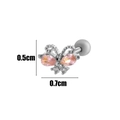 Silver butterfly cartilage stud earring with pink gemstones and screw back design - Silver Butterfly Style (2#) / 2# Silver