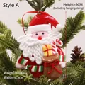 8cm Santa Claus polymer clay Christmas ornament hanging on tree branch with gift bag - Skiing Santa Claus Style A