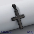 Minimalist black titanium steel cross pendant necklace with 34x22mm size and 6g weight - Pendant Only / Black