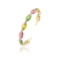 Detalle de brazalete en C con esmalte colorido y circonitas engastadas en pavé - Esmalte Rosa Verde Amarillo (31017)