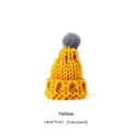 Five pack of mini yellow knitted Christmas hats with grey pom poms for DIY crafts - 5 Pcs Pack (4cm*7cm) / Yellow