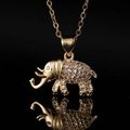 Golden elephant pendant necklace featuring shimmering white cubic zirconia and a thin chain - 04 White Zirconia Elephant Pendant Only (Without Chain)