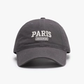Gray washed cotton baseball cap featuring white Paris French letter embroidery - Adjustable / Dark Gray