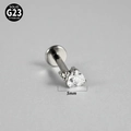 Zilveren G23 titanium lippiercing met 5mm driehoekige zirkonia en intern schroefdraad - Enkele driehoekige steen / Zilver