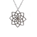 Collar con colgante de loto mandala de acero inoxidable plateado y diseño de estrella - Colgante de Loto / Color Acero