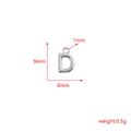 Technical drawing of letter D silver pendant with precise dimensions 9x6mm and 0.3g weight - Letter D Style (B-FM0004-4)