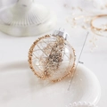 Detail of 8cm transparent Christmas glass ball with gold sequins and mesh texture - Champagne Gold Mesh Ball / 8cm