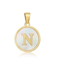 Colgante dorado con nácar blanco y letra N de oro para collar de 18 quilates - Estilo Letra N / Dorado
