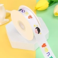 Cartoon ribbon for gift boxes with colorful art characters on a white satin roll - Happy Everyday regardless of Age