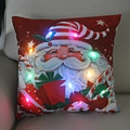 Detail of Christmas pillow with Santa Claus pattern and glowing colorful LED lights - Red & White Santa Pattern-21M-20