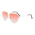 Retro heart-shaped sunglasses with pink gradient lenses and gold metal frame - Gradient Red
