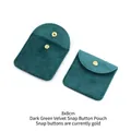 Dark green velvet jewelry pouch with gold snap button, 8x8cm storage bag for small items - Velvet/Gold Snap / 8x8cm / Dark Green