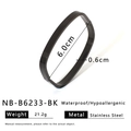 Bracelet géométrique noir en acier inoxydable poli avec finition miroir étanche - Noir (NB-B6233-BK-6mm)