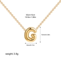 Detail showing the 10mm gold bubble letter G pendant dimensions and 50cm chain length - Letter G