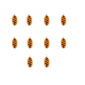 Detailed set of ten miniature bread pendants with realistic brown textures and metal loops - 4# Oval Bread