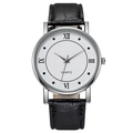 Montre à quartz business classique argentée avec cadran blanc et bracelet noir croco - Cadran Blanc Bracelet Noir