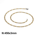 Collier Figaro bicolore pour homme en or et argent, longueur 450 mm et largeur 3 mm - 3mm Bicolore