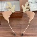 Sparkly gold reindeer antler headband with festive brown ears and dimensions display - Khaki Reindeer Antlers