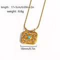 Collana in acciaio inossidabile placcato oro 18k con ciondolo occhio del male quadrato - Oro