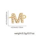 18k gold plated letter M charm with zircon stones for DIY necklaces and bracelets - Letter M