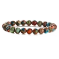 Natural purple emperor stone beaded bracelet with multi-color jasper round stones - Imperial Jasper