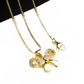 Sparkling gold bow pendant necklace with micro-pave cubic zirconia on a box chain - Pendant And Necklace (11)