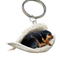 Creative Rottweiler puppy in white angel wings acrylic keychain for car keys - Rottweiler Puppy in Angel Wings (G)