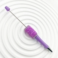 Exquisite handmade beadable pen featuring purple crystal rhinestones and metal accents - Morandi Purple