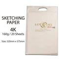 Premium 160g 4K Zeichenpapier-Packung mit 20 Blatt in transparenter Tragetasche - Skizzenpapier 160g 4K