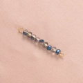 Poliertes Edelstahl-Geburtsstein-Charm mit facettierten blauen und grauen Perlen - Blaugrau