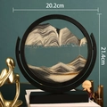 Black frame 3D moving sand art decor with gold and black landscape liquid flow - 8 Inch Rotate Black
