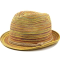 Cappello da sole in paglia a righe colorate stile boho con nastro intrecciato decorativo - M (56-58cm) / Stile a Righe Colorate (01)