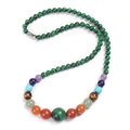 Bohemian colorful natural stone beaded necklace with malachite and amethyst beads - Malachite Necklace