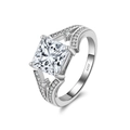 Elegant S925 sterling silver princess cut zircon engagement ring with pave side stones - For Sale Lzr16-p-6