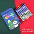 Christmas stationery 8-color crayon set in blue box with snowman and tree patterns - Christmas Crayons - Blue Box (8 Colors)