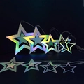 Detailed view of iridescent star garland decorations with holographic laser paper stars - Iridescent Hollow Star 7-Piece Set
