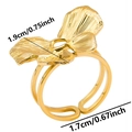 Detailed view of golden ginkgo leaf ring showing 1.9cm width and adjustable band size - Ginkgo Leaf Shape / Gold