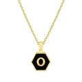 Collar minimalista de acero inoxidable chapado en oro 18K con colgante de letra O - Con cadena / Negro O