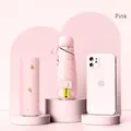 Mini coral pink UV protection umbrella with gold heart pattern and capsule storage case - Heart Pink