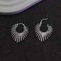 Edgy heart-shaped silver ear buckles featuring a unique spiked radial design - Silver