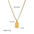 Collana retrò francese in acciaio inossidabile dorato con ciondolo a rettangolo e luna - Acciaio inossidabile / Collana con Pendente Rettangolare Luna e Stelle
