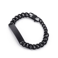 Matte black stainless steel Cuban link ID bracelet with customizable blank bar - Black (KB148615-KLHQ)
