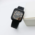 Orologio al quarzo quadrato nero con motivo a cigno oro rosa e cinturino in silicone - Cigno Nero