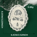 Close-up of white lace bow patch with Modern embroidery and dimensions 8.2cm x 6.4cm - 01-Modern Floral Style