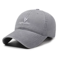 Vintage grey washed cotton baseball cap featuring adventure letter embroidery and curved brim - Adjustable / Light Gray