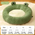 Groene kikker huisdierbed met maattabel van M tot XXL voor katten en kleine honden - 2XL (Diameter 90cm) / Niet-afneembare Stijl