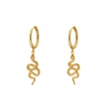 Golden S925 sterling silver hoop earrings featuring creative snake animal pendants - Style J Coiled (Yellow Gold)